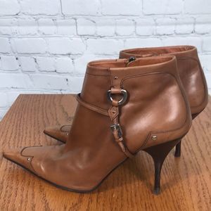 PRADA VERO CUOIO Western Style Bootie 4” Heels Sz 41eu or 9.5 US Square Toe EUC